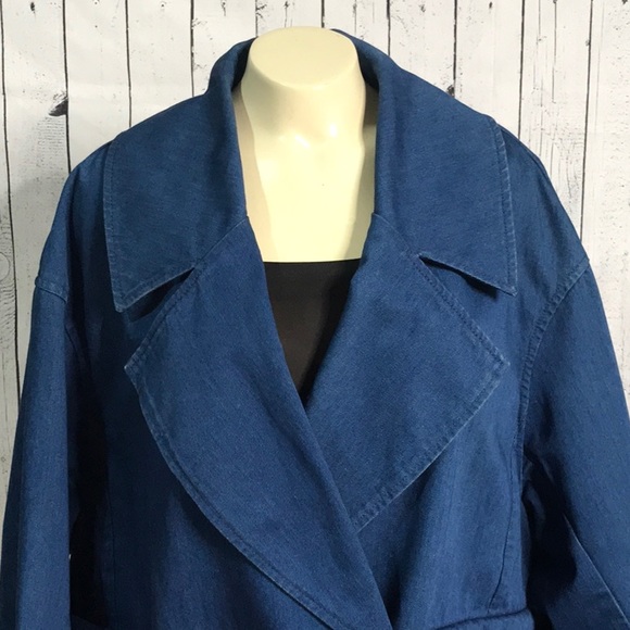 H&M denim long button jacket big pockets 2 button front - Picture 3 of 11